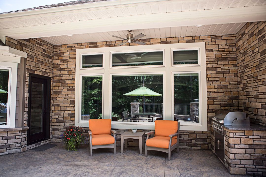 Provia bay windows on the patio outside